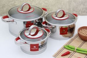 Bộ Nồi Inox 304 Cao Cấp 3 Đáy Aries HC06AR