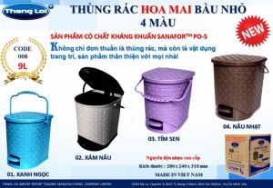 Thùng rác hoa mai bầu 008 -  9 lít